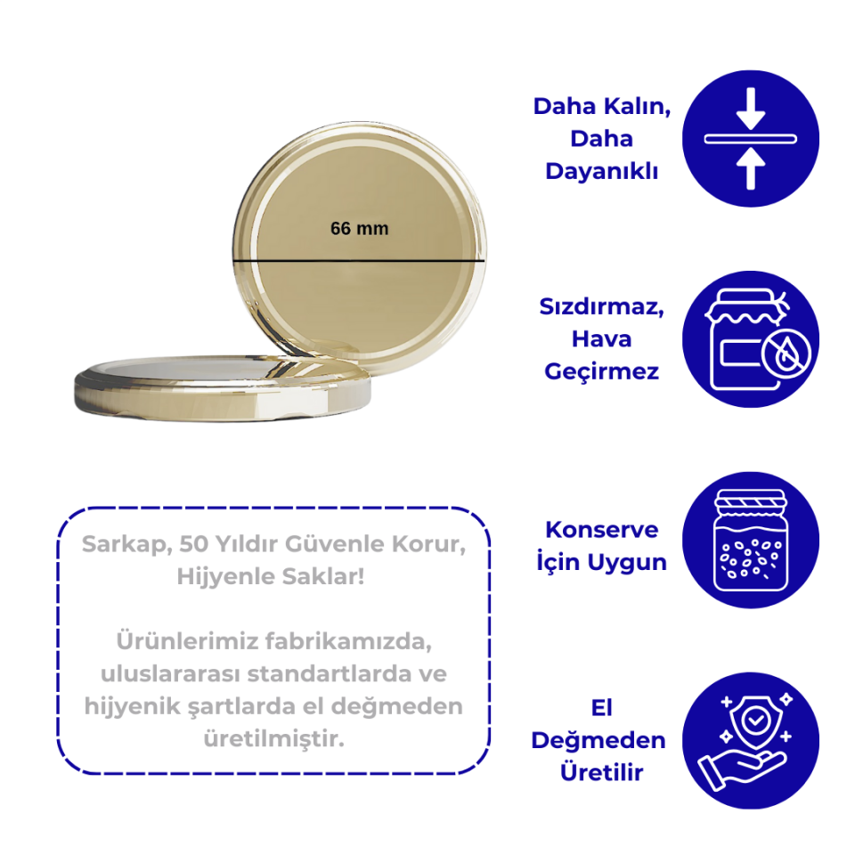 Sarkap 66 mm 51.750'li Kavanoz Kapağı Gold