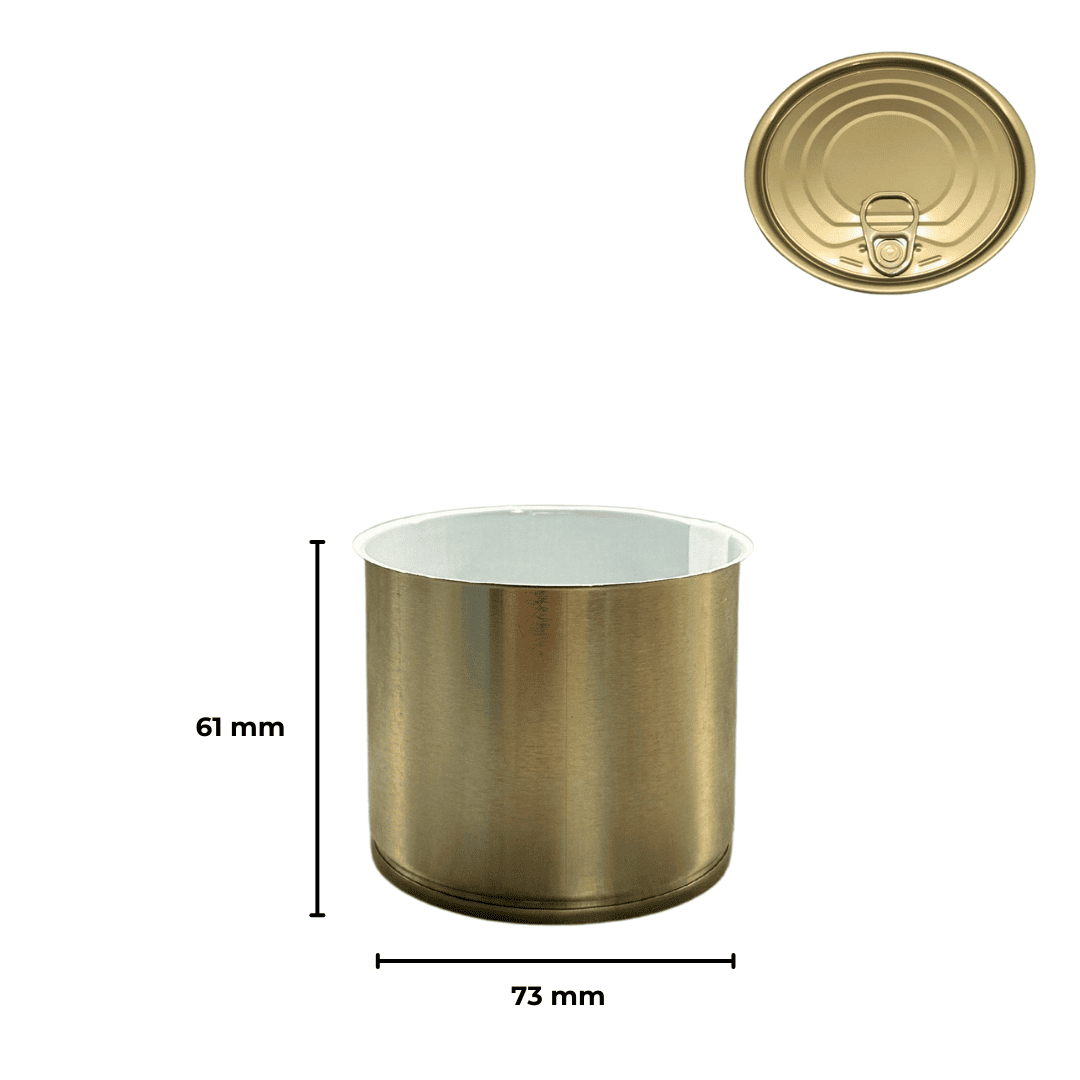 Sarkap 73x61 Pigment Laklı Kapaklı Konserve Kutusu Gold - Easy Open Kapak