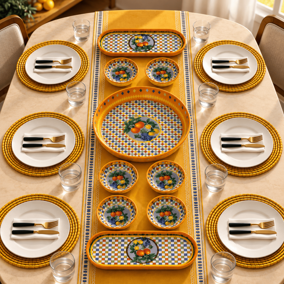 Sarkap Home 9 Parça Küçük Boy Kahvaltılık Seti LemonDesignTuruncu