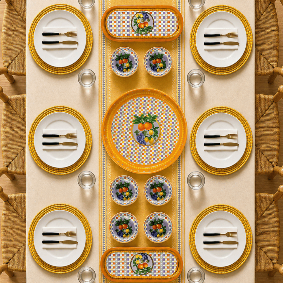 Sarkap Home 9 Parça Küçük Boy Kahvaltılık Seti LemonDesignTuruncu