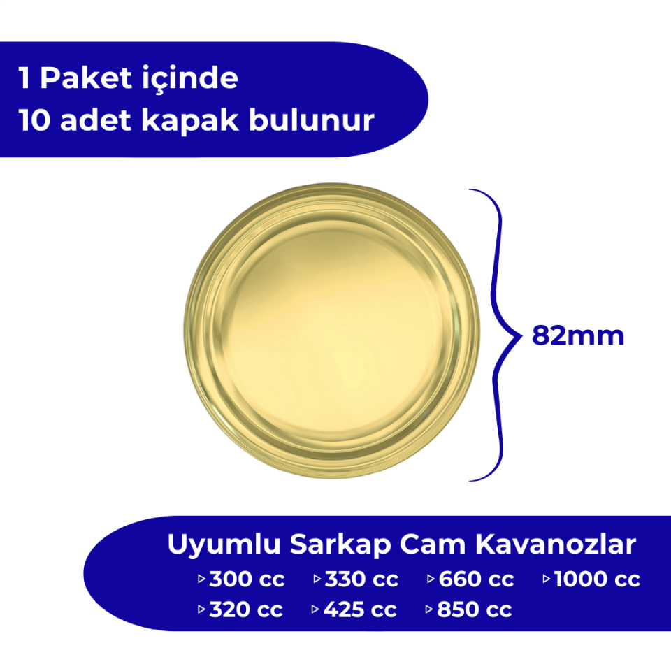 Hijyenik Paketli 10'lu 82 mm Kapak Düz Renkler Gold
