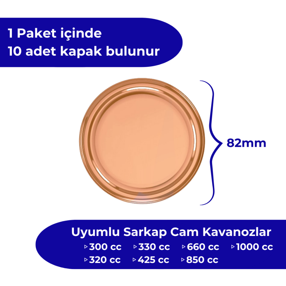 Hijyenik Paketli 10'lu 82 mm Kapak Düz Renkler BRONZ