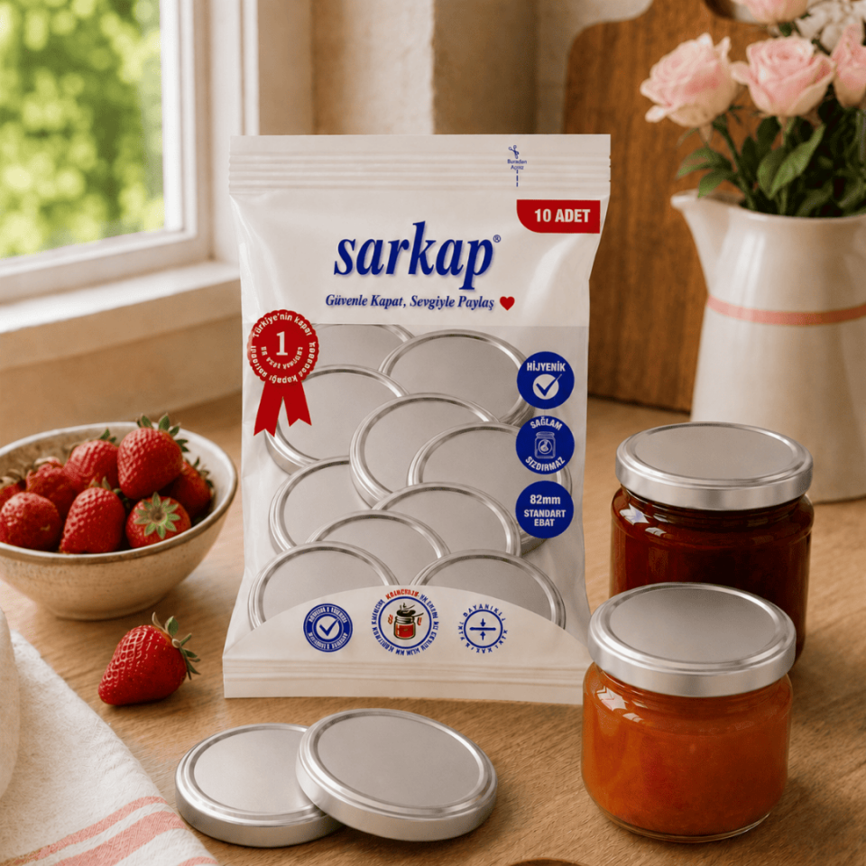 Hijyenik Paketli 10 Adet Kavanoz Kapağı Düz Renkler 82 mm Silver