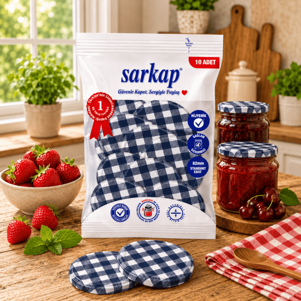 Hijyenik Paketli 10'lu 82 mm Kapak Ekose Desenler Lacivert