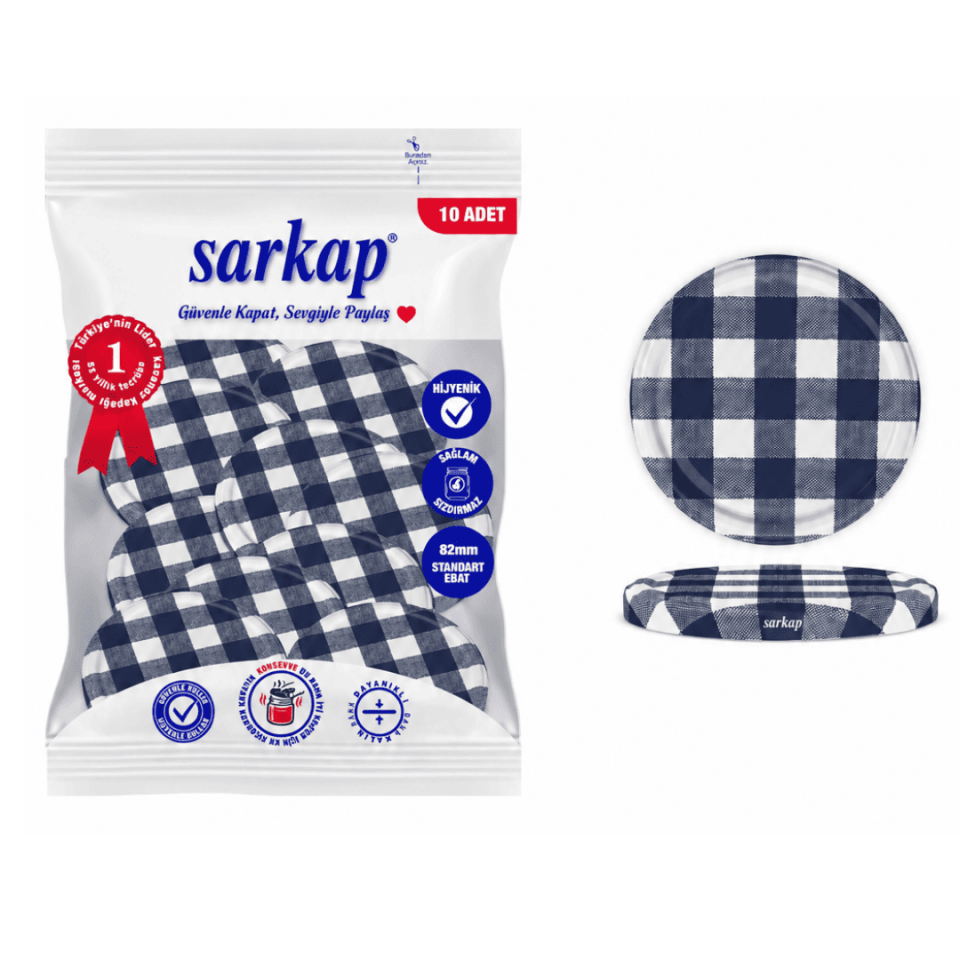 Hijyenik Paketli 10'lu 82 mm Kapak Ekose Desenler Lacivert