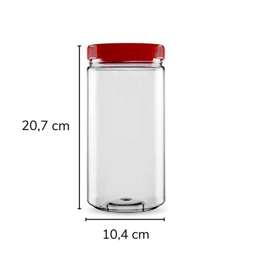 Sarkap 1500 ml 550'li Silindir Pet Kavanoz KırmızıKapak