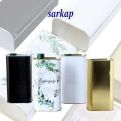Sarkap 1 L (1000 ml) Kapaklı Zeytinyağı Tenekesi Beyaz - Pratik Kapaklı