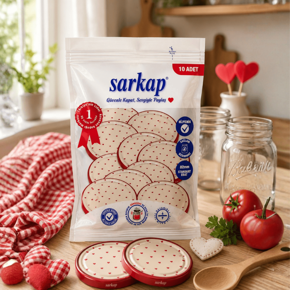 Hijyenik Paketli 10'lu 82 mm Kapak Kalpli Desenler Kırmızı Kalp Krem