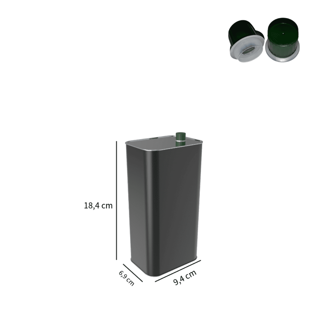 Sarkap 1 L (1000 ml) Kapaklı Zeytinyağı Tenekesi Koyu Siyah - Dobi Kapaklı