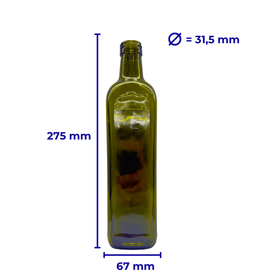 Sarkap 750 ml Marasca 25 Adet Kolili Kapaklı Cam Zeytinyağı Şişesi Yağdanlık Yeşil Akıtmasız Kapak