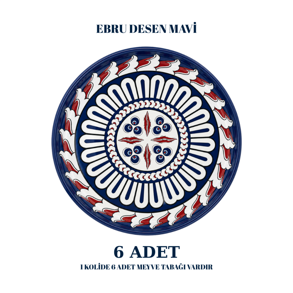 Sarkap Home 6 Adet Meyve Tabağı MaviEbru