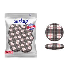 Hijyenik Paketli 10 Adet Kavanoz Kapağı Ekose Desenler 82 mm Gri-Beyaz