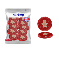 Hijyenik Paketli 10 Adet Kavanoz Kapağı Yeni Yıl Serisi 82 mm KırmızıCookie