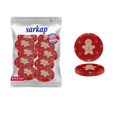 Hijyenik Paketli 10 Adet Kavanoz Kapağı Yeni Yıl Serisi 82 mm KırmızıCookie