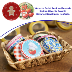 Hijyenik Paketli 10 Adet Kavanoz Kapağı Yeni Yıl Serisi 82 mm KırmızıCookie