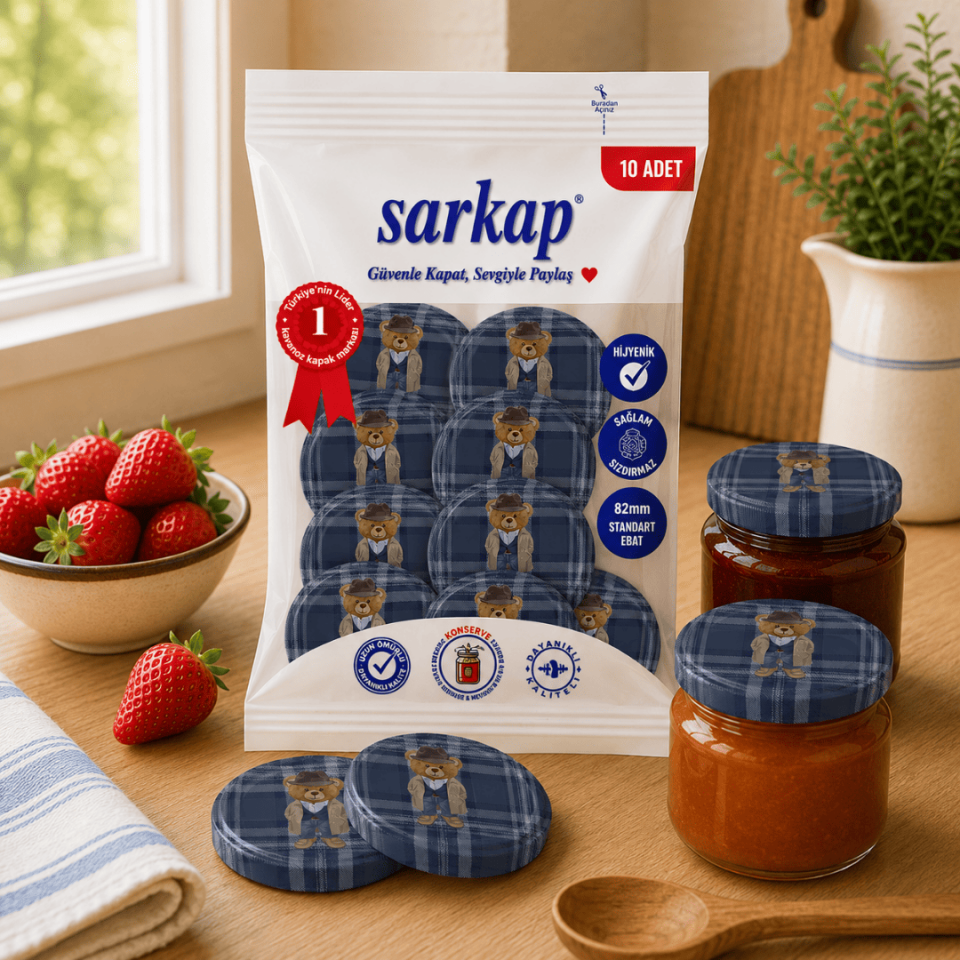 Hijyenik Paketli 10'lu 82 mm Kapak Yeni Yıl Serisi EkoseTeddyLacivert