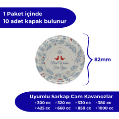 Hijyenik Paketli 10 Adet Kavanoz Kapağı Yeni Yıl Serisi 82 mm BestWishes