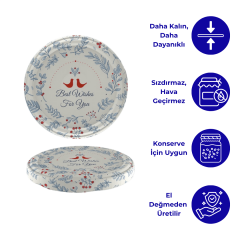 Hijyenik Paketli 10 Adet Kavanoz Kapağı Yeni Yıl Serisi 82 mm BestWishes