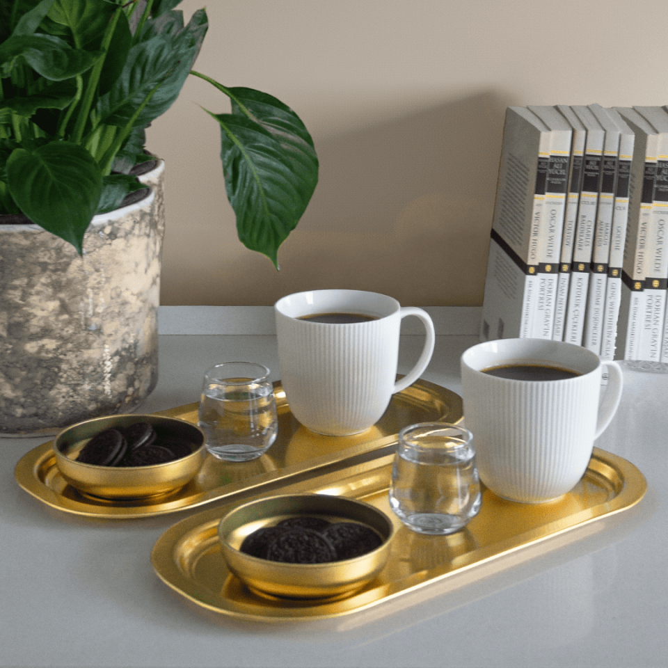 Sarkap Home 60 Adet Oval Tepsi Gold