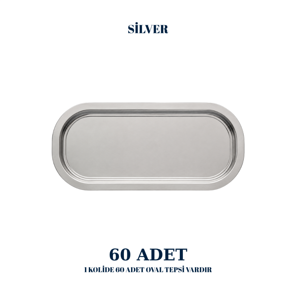 Sarkap Home 60 Adet Oval Tepsi Silver