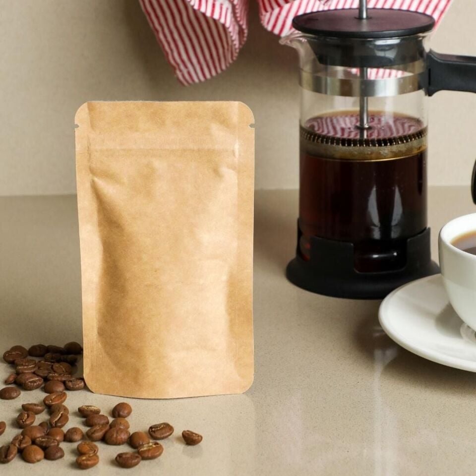 Sarkap 50 Adet Paketli Kraft Alüminyum Kilitli Doypack 11,5x18,5