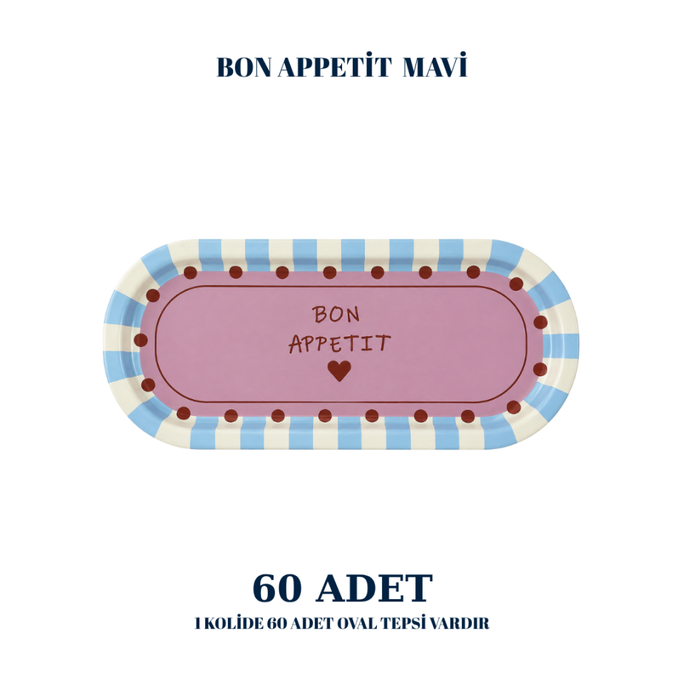 Sarkap Home 60 Adet Oval Tepsi BonAppetitMavi