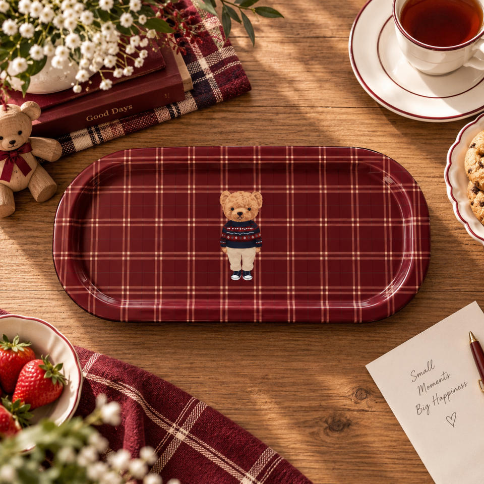 Sarkap Home 60 Adet Oval Tepsi TeddyBordo