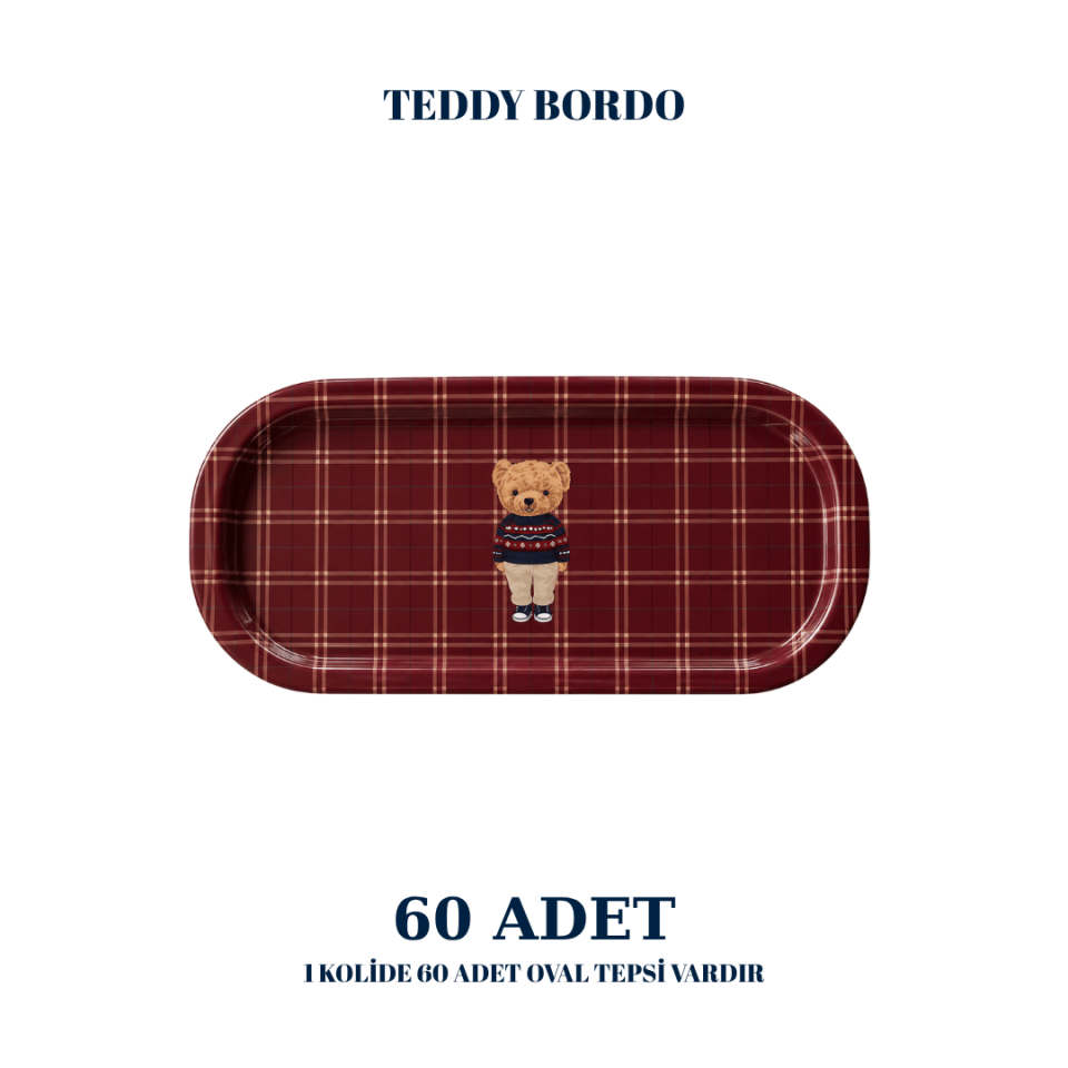Sarkap Home 60 Adet Oval Tepsi TeddyBordo