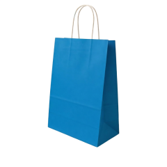 Sarkap Burgu Saplı Renkli Kraft Çanta 18x8x24 cm Mavi