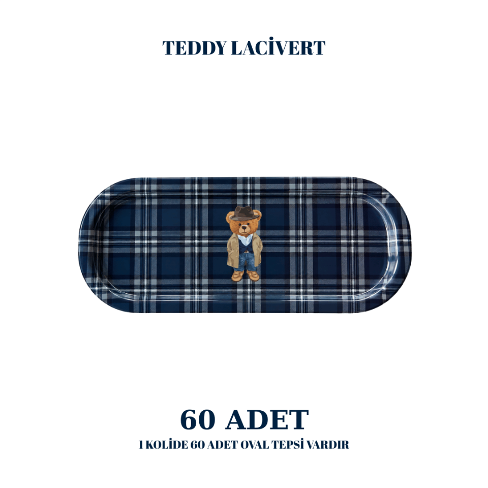 Sarkap Home 60 Adet Oval Tepsi TeddyLacivert