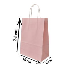 Sarkap Burgu Saplı Renkli Kraft Çanta 18x8x24 cm Pembe