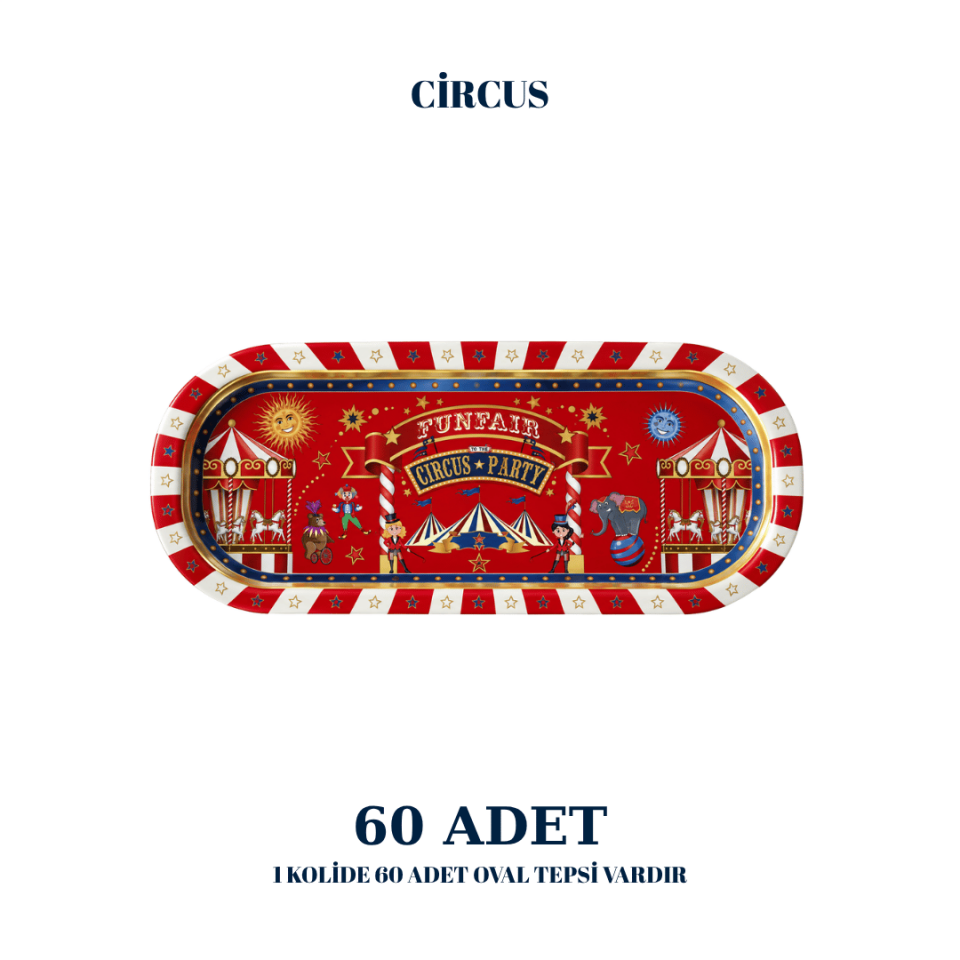 Sarkap Home 60 Adet Oval Tepsi CircusKırmızı
