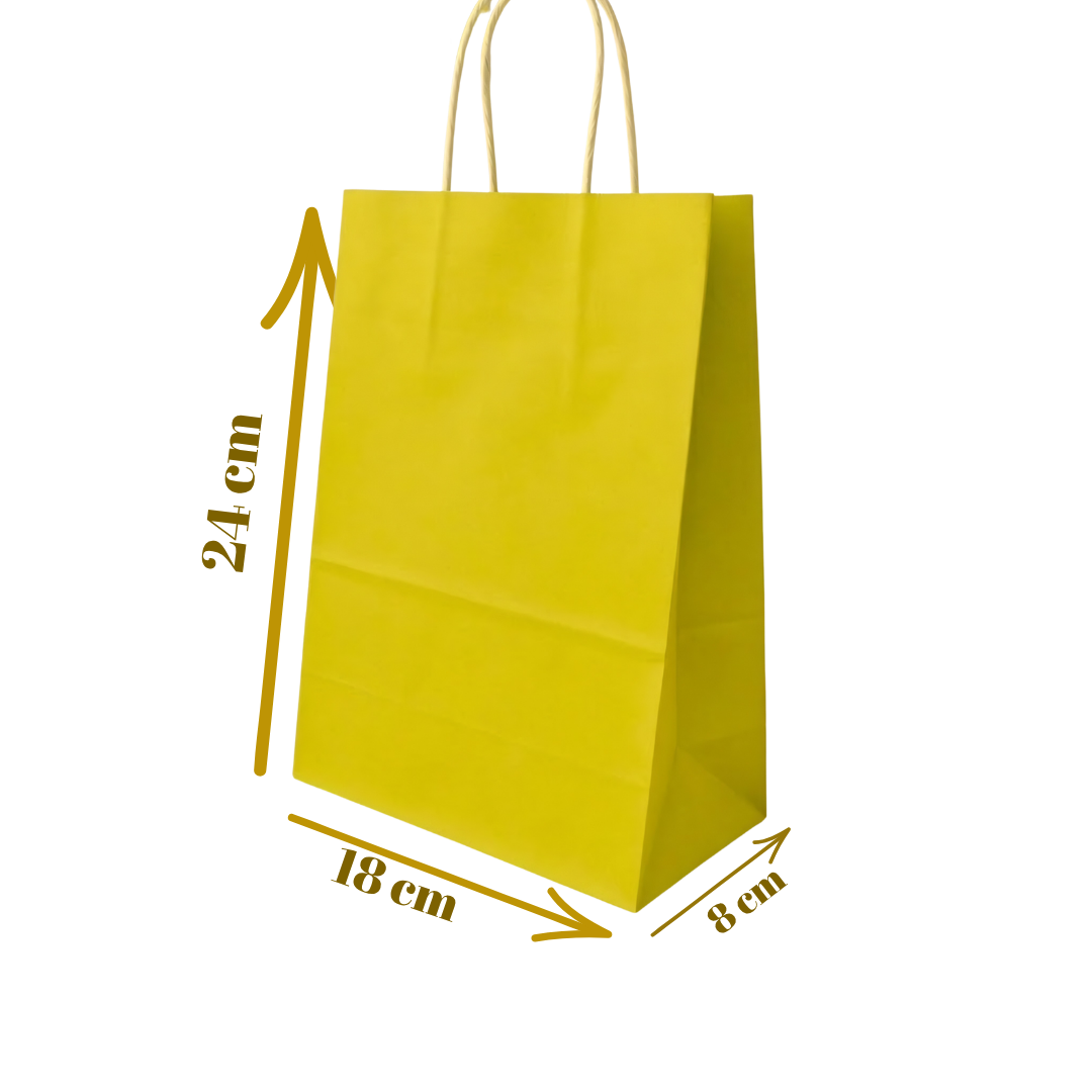 Sarkap Burgu Saplı Renkli Kraft Çanta 18x8x24 cm Sarı