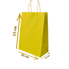 Sarkap Burgu Saplı Renkli Kraft Çanta 18x8x24 cm Sarı