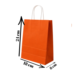 Sarkap Burgu Saplı Renkli Kraft Çanta 18x8x24 cm Turuncu