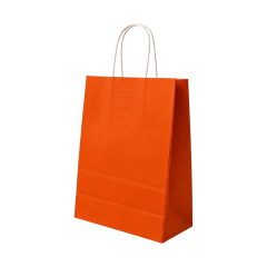 Sarkap Burgu Saplı Renkli Kraft Çanta 18x8x24 cm Turuncu