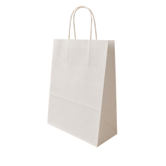 Sarkap Burgu Saplı Renkli Kraft Çanta 18x8x24 cm Beyaz