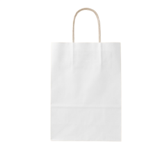 Sarkap Burgu Saplı Renkli Kraft Çanta 18x8x24 cm Beyaz