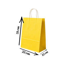 Sarkap Burgu Saplı Renkli Kraft Çanta 25x12x31 cm Sarı