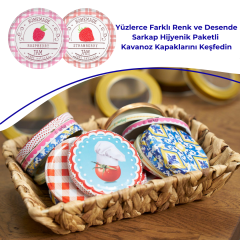 Hijyenik Paketli 10 Adet Kavanoz Kapağı Meyve Desenler 82 mm Ahududu