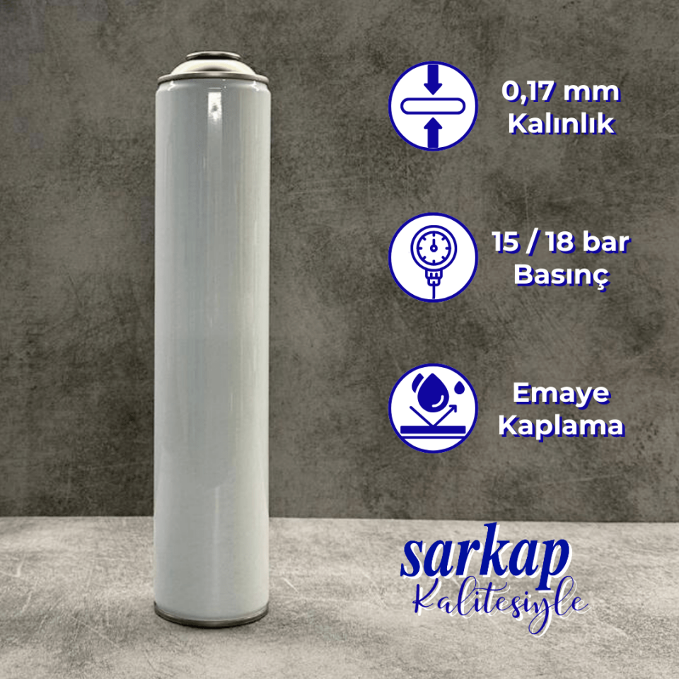 Sarkap 1438'li 65x300 mm Beyaz Emaye Aerosol Şişe
