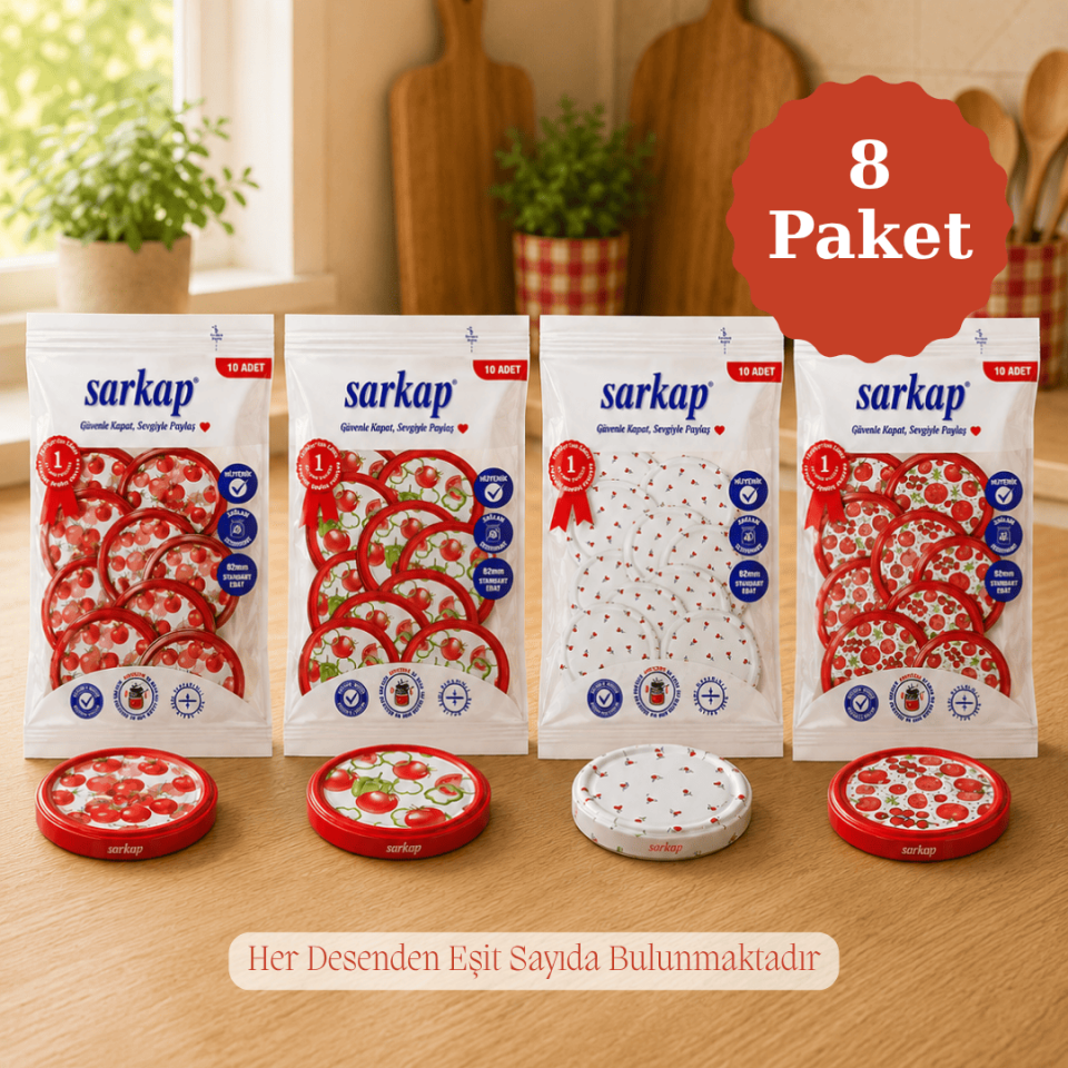 Hijyenik 82 mm Kapak 10lu Paket x 8 Adet DomatesSeri