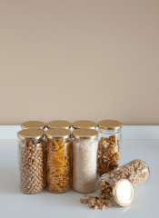 Sarkap 8'li 500 ml Kapaklı Cam Kavanoz - Gold Kapak
