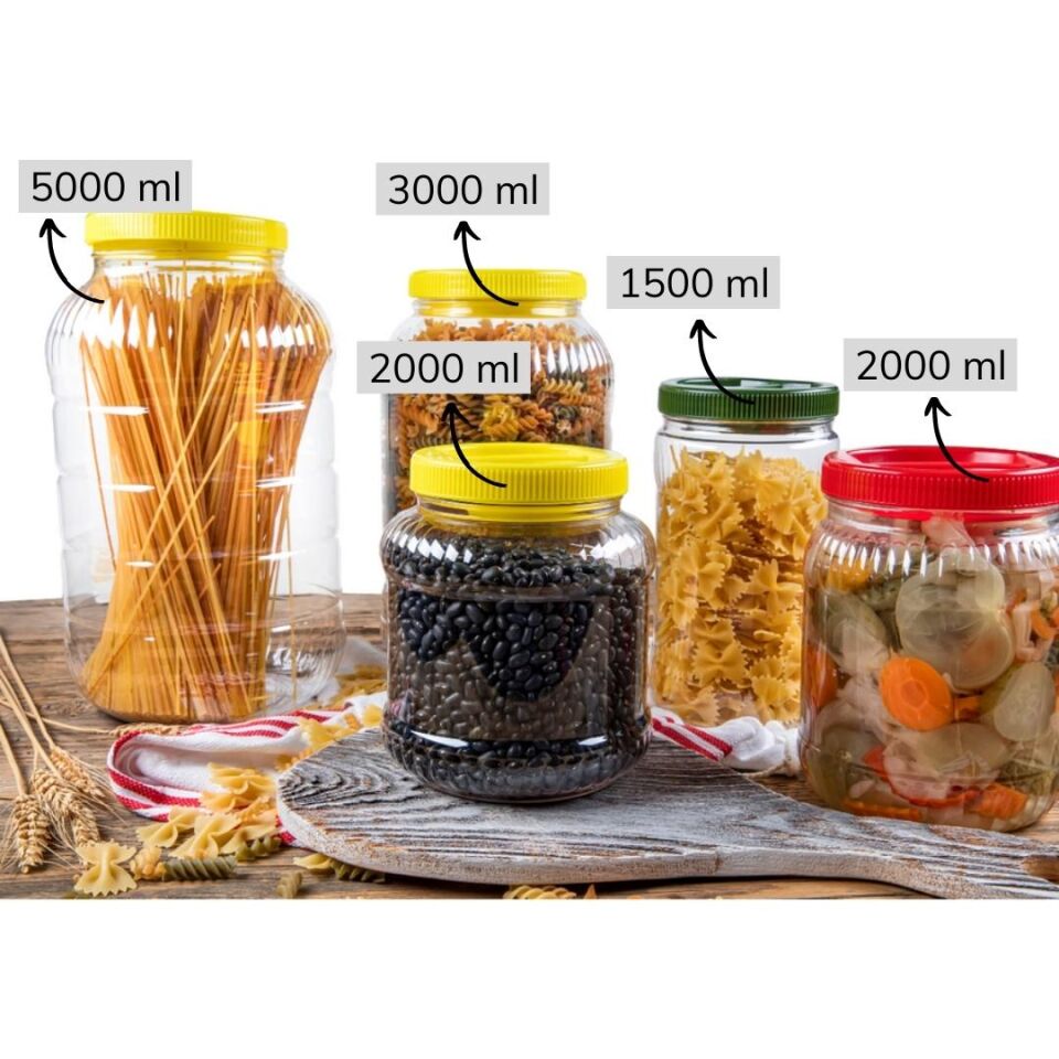 Sarkap 630'lu 1500 ml Jöle Kapaklı Dilimli Pet Kavanoz Yeşil