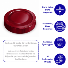 Sarkap 70 mm Derin Etek Kavanoz Kapağı BORDO