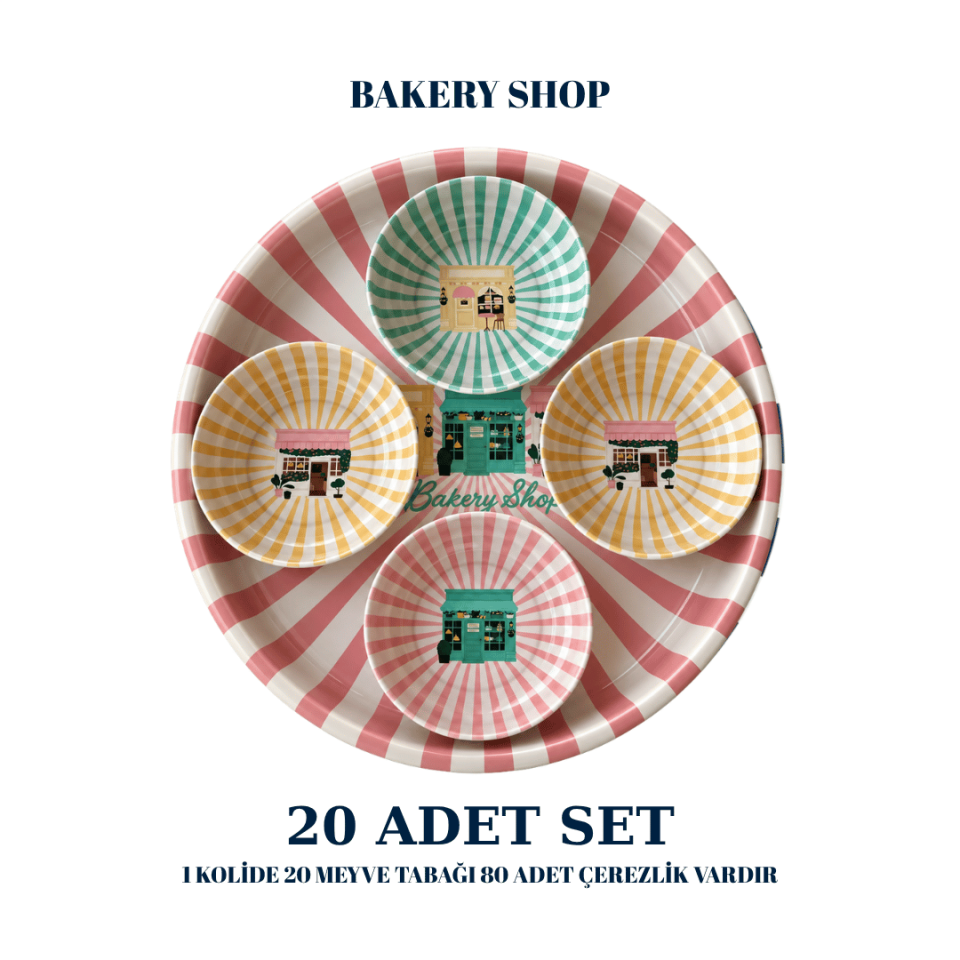 Sarkap Home 20 Adet Meyve Tabağı ve Çerezlik Seti BakeryShop