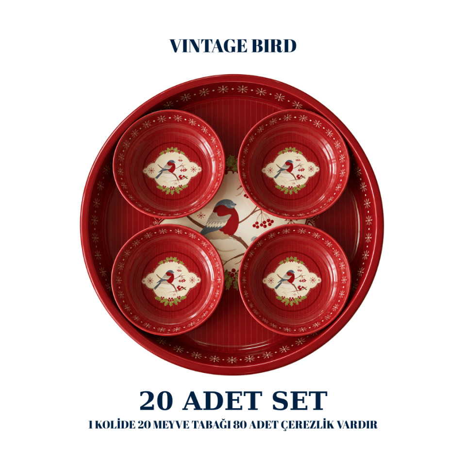 Sarkap Home 20 Adet Meyve Tabağı ve Çerezlik Seti VıntageBird