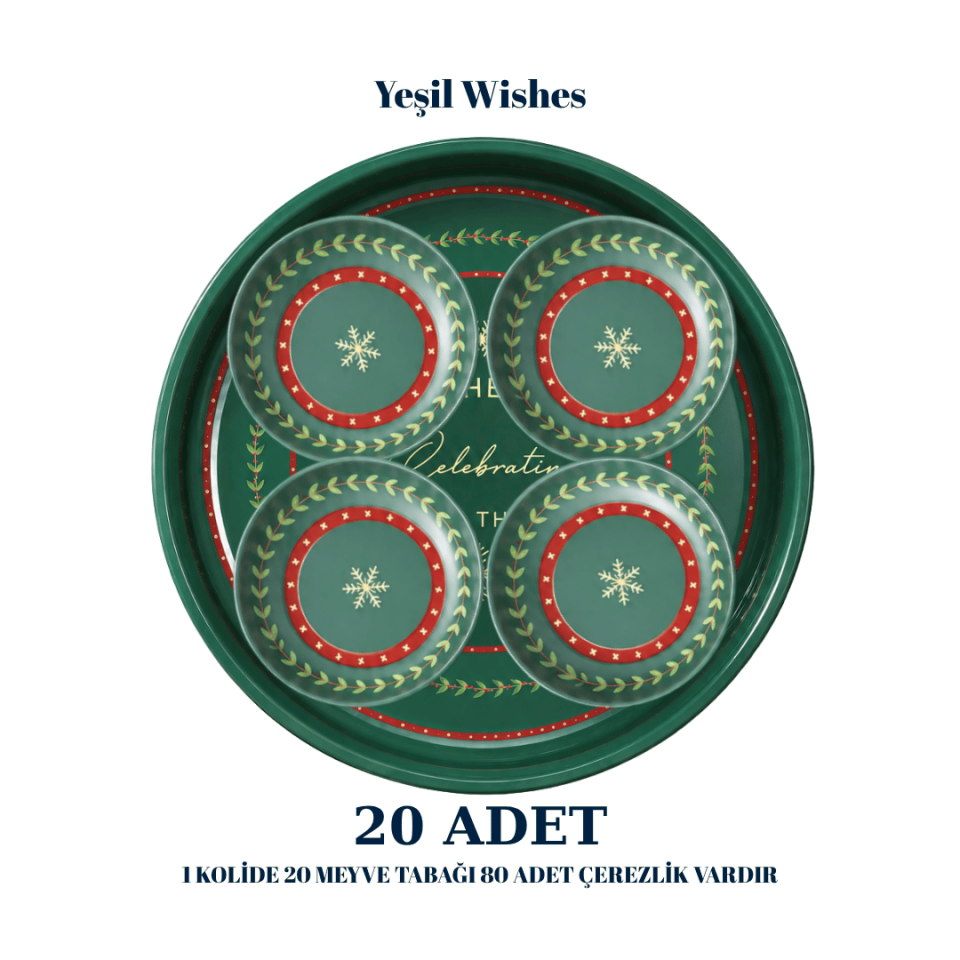 Sarkap Home 20 Adet Meyve Tabağı ve Çerezlik Seti YeşilWishes