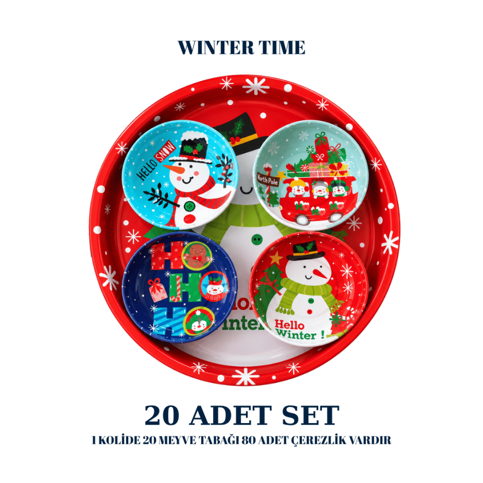 Sarkap Home 20 Adet Meyve Tabağı ve Çerezlik Seti WınterTime