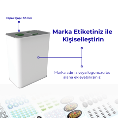 Sarkap 2 L (2000 ml) Kapaklı Kulplu Zeytinyağı Tenekesi Beyaz